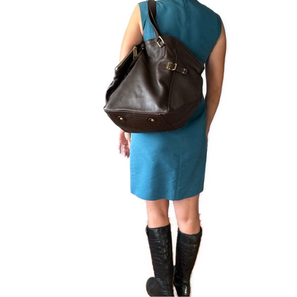 Saint Laurent Rive Gauche Downtown Tote Bag XL Hand Bag Dark Brown Women's Auth - Picture 4 of 9